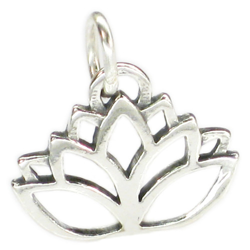 Lotus Flower sterling silver charm .925 x 1 Flowers charms