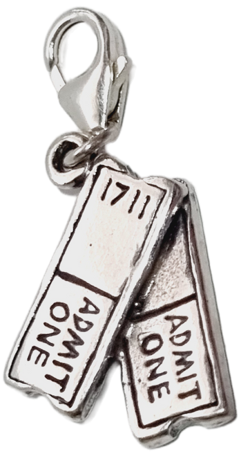 Tickets sterling silver clip charm .925 x 1 Cinema Film Theatre Ticket charms