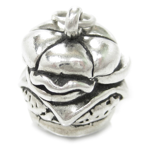 Hamburger sterling silver charm .925 Beefburger Burger charms