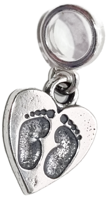 Baby Footprints sterling silver bead charm .925 x 1 Babies beads charms