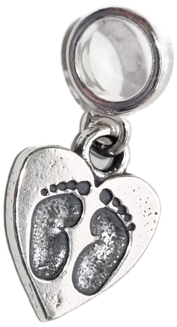 Baby Footprints sterling silver bead charm .925 Babies beads charms