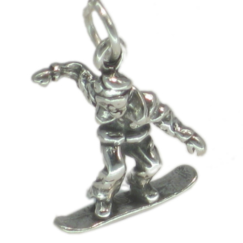Snowboarder Boarding sterling silver charm .925 x 1 Snow boarder charms