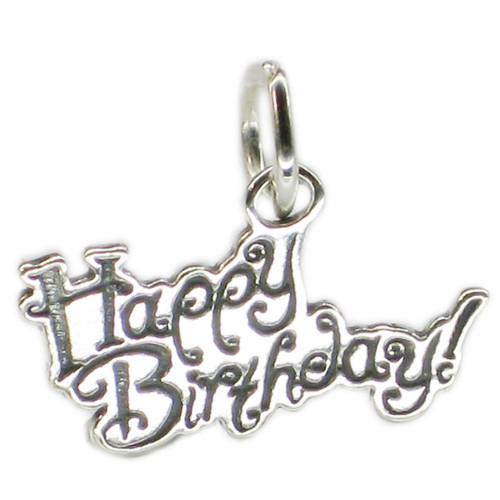 Happy Birthday sterling silver charm .925 x 1 Birthdays charms A1