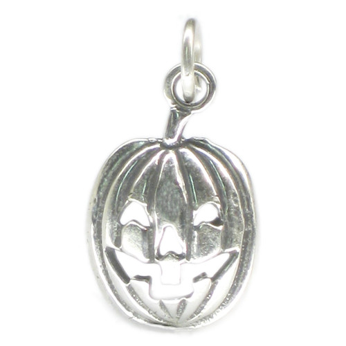 Pumpkin Jackolantern sterling silver charm .925 x 1 Halloween charms