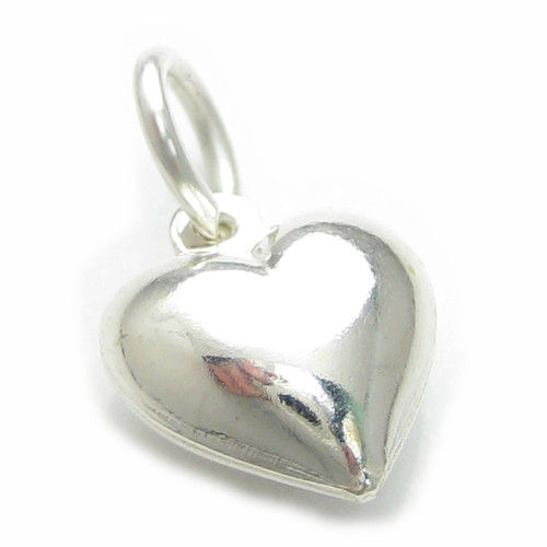 Puffed Hollow small sterling silver charm .925 x 1 Hearts charms