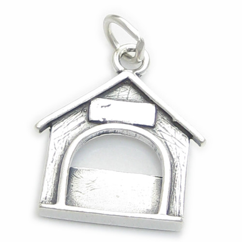 Dog House Photo Holder sterling silver charm .925 Dogs Photos Holders