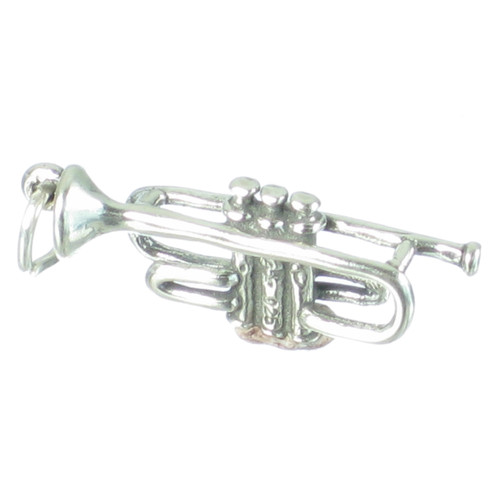 Trumpet sterling silver charm .925 x 1 Trumpets Music charms