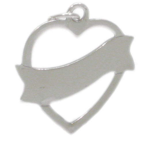Engravable Heart plain silver charm pendant .925 x 1 Love charms