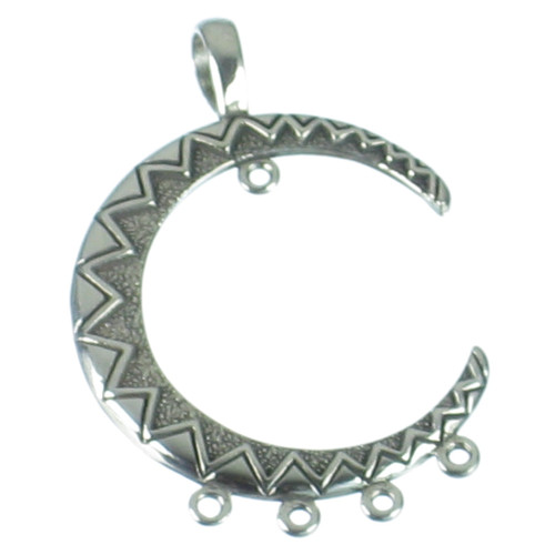Crescent Shaped charm Holder sterling silver pendant .925 x 1 holders