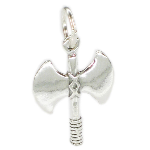 Battle axe sterling silver charm .925 x 1 Double headed axes charms