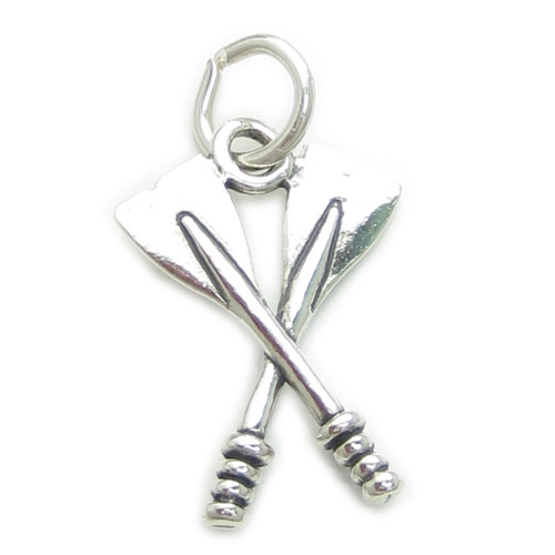 Crossed Oars sterling silver charm .925 x 1 boating rowing boats charms