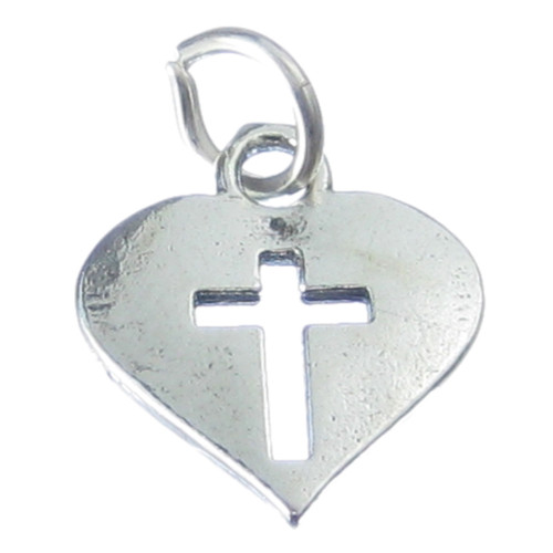 Heart with Cross sterling silver charm .925 Hearts Crosses charms