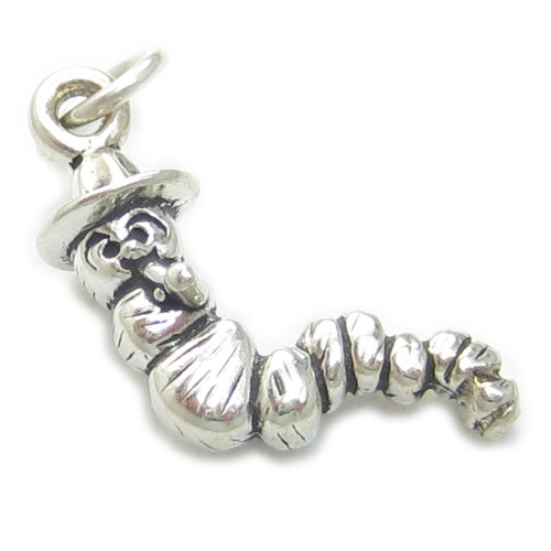 Caterpillar - Worm sterling silver charm .925 x 1 Caterpillars Worms
