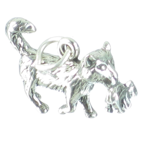 Cat holding kitten in its mouth sterling silver charm .925 x 1 cats