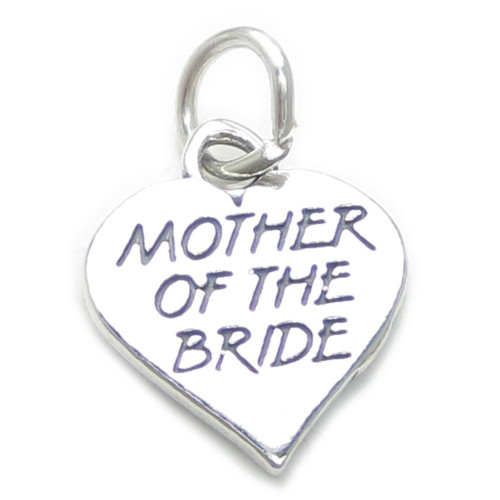 Mother Of The Bride Heart sterling silver charm .925 x 1 Wedding charms