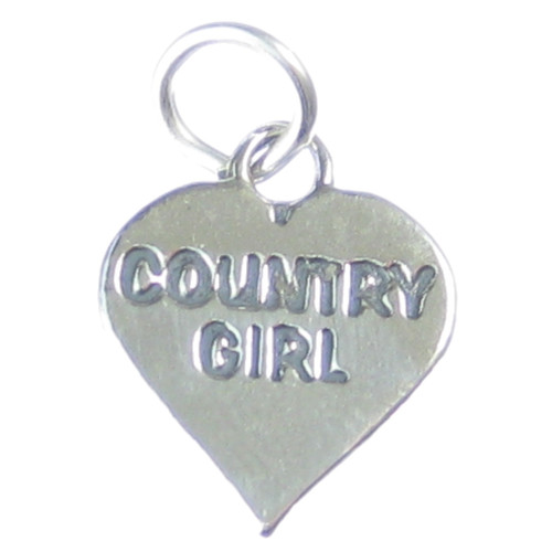 Country Girl heart sterling silver charm .925 x 1 Girls Hearts charms