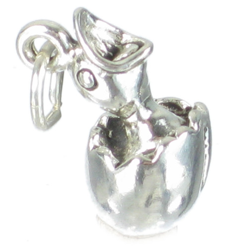 Bird Chick in an Egg sterling silver charm .925 Easter eggs charms