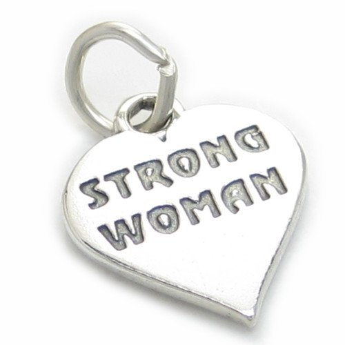 Strong Woman heart sterling silver charm .925 Strength Women charms