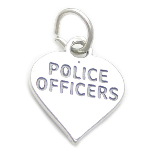 Police Officers heart sterling silver charm .925 Law Officer charms