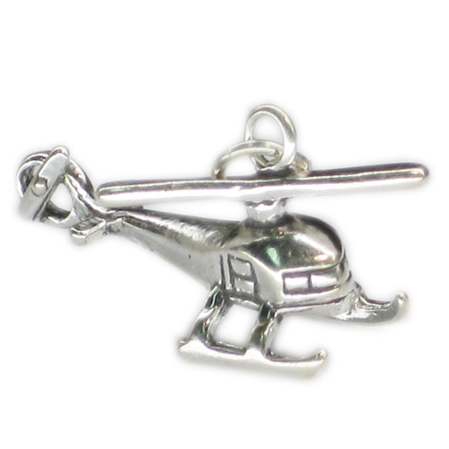 Helicopter sterling silver charm .925 x 1 Aircraft Chopper Helicopters