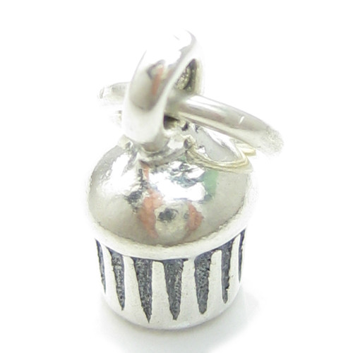 Fairy Cake sterling silver charm .925 x 1 Muffin Queen cup cakes charms