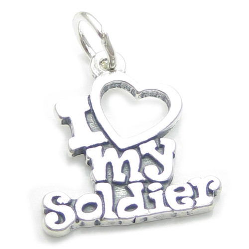 I Love My Soldier sterling silver charm .925 x 1 Armed Forces charms