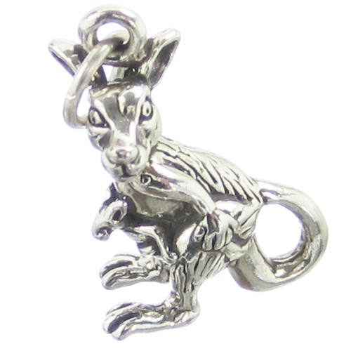 Kangaroo with baby Joey in pouch sterling silver charm .925 x 1 charms