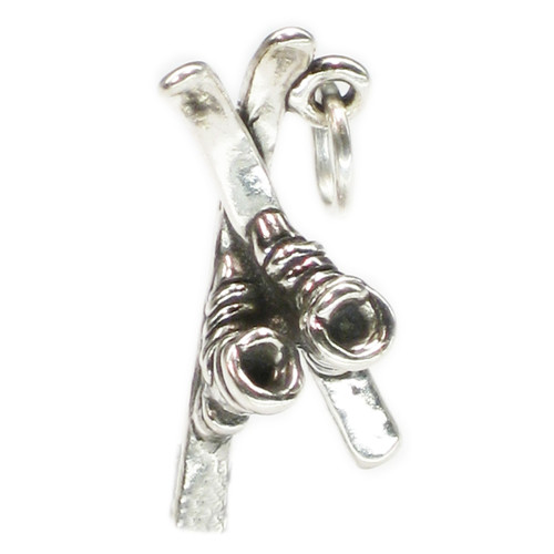 Skis with boots sterling silver charm .925 Ski Skiing charms