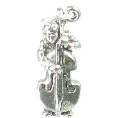 Man playing stand up bass sterling silver charm .925 Music charms
