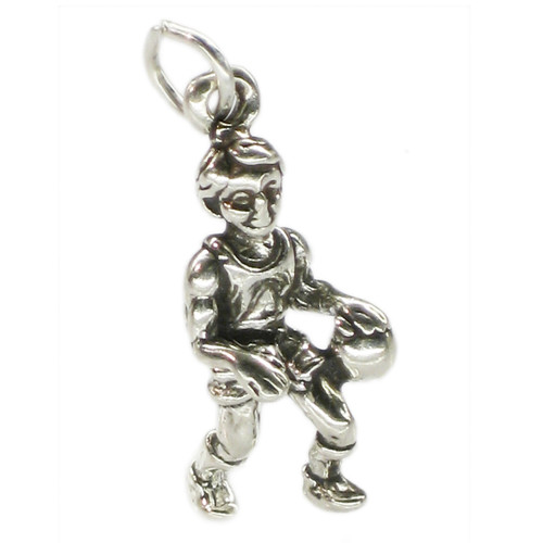 Basketball player sterling silver charm .925 x 1 Basket Ball charms