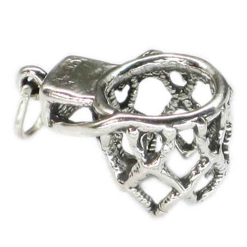 Basketball net sterling silver charm .925 x 1 Basket Ball charms