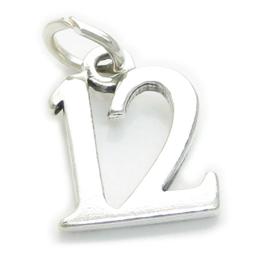 Number 12 Twelve sterling silver charm .925 Age Days Numbers charms