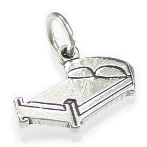 Bed 2D sterling silver charm .925 x 1 Sleeping and Beds charms