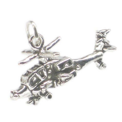Helicopter - Aircraft sterling silver charm .925 Helicopters charms