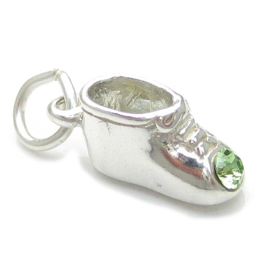 August Birthstone baby shoe sterling silver charm .925 x1 Birthstones