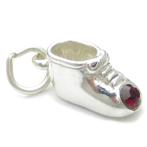 January Birthstone baby shoe sterlng silver charm .925 x1 Birthstones