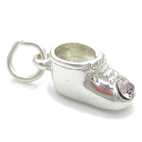 June Birthstone baby shoe sterling silver charm .925 x1 Birthstones