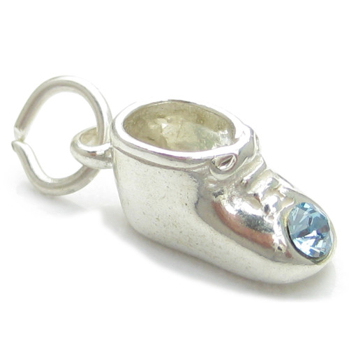 March Birthstone baby shoe sterling silver charm .925 x1 Birthstones