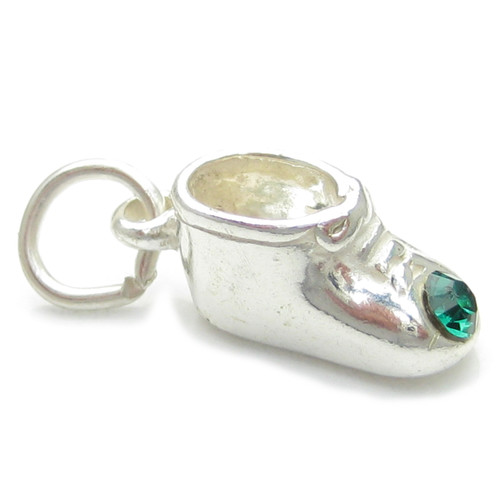 May Birthstone baby shoe sterling silver charm .925 x1 Birthstones