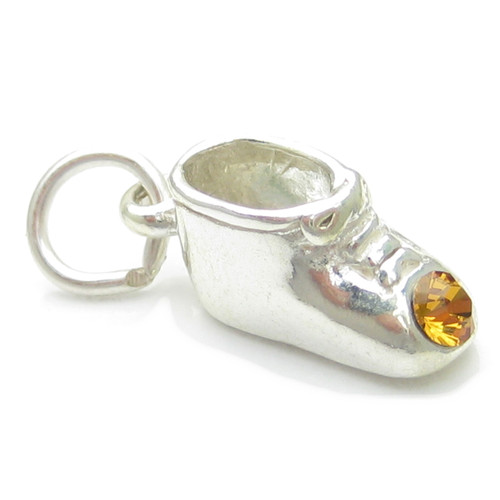 November Birthstone baby shoe strlng silver charm .925 x1 Birthstones