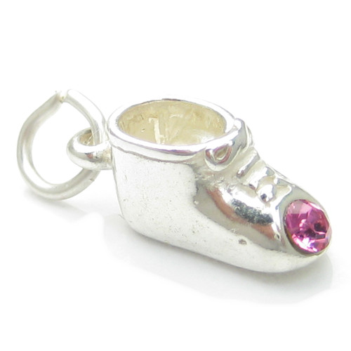 October Birthstone baby shoe sterlng silver charm .925 Birthstones