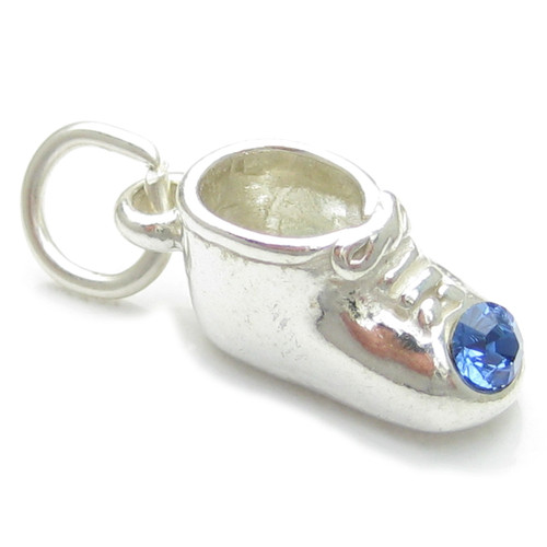September Birthstone baby shoe silver charm .925 Birthstones