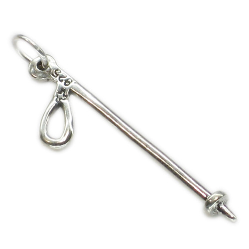 Walking pole Ski sterling silver charm .925 x 1 Skiing Walking charms