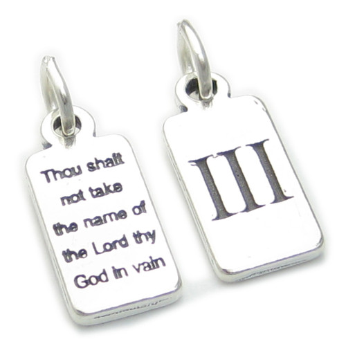 Third Commandment sterling silver charm .925 x 1 3rd Commandments charms