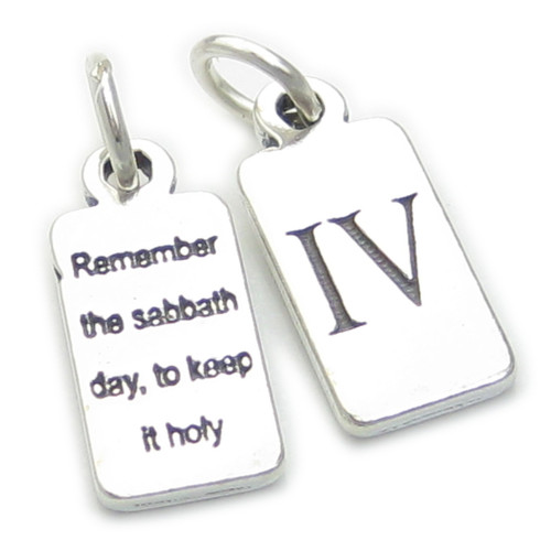 Fourth Commandment sterling silver charm .925 x 1 4th Commandments charms