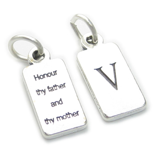 Fifth Commandment sterling silver charm .925 x 1 5th Commandments charms