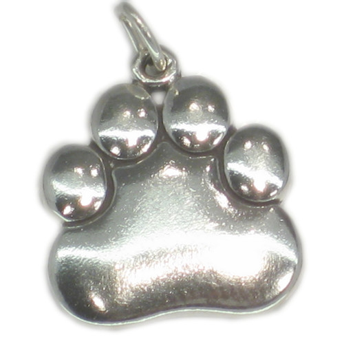 Paw print LARGE sterling silver charm .925 x 1 Pets Paws Prints charms