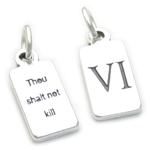 Sixth Commandment sterling silver charm .925 x 1 6th Commandments charms
