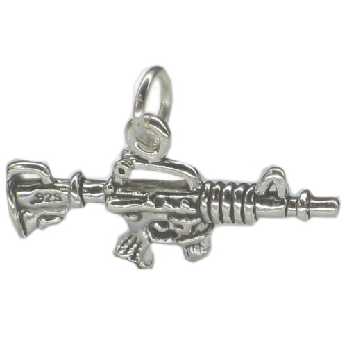 Machine gun sterling silver charm .925 x 1 Weapons and Guns charms