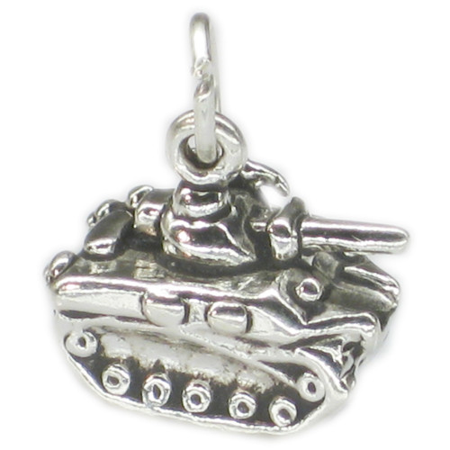 Tank sterling silver charm .925 x 1 Battle Tanks and War vehicles